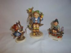 3 Hummel figurines 'Apple Tree Boy' ht approx. 15cm, 'Apple Tree Girl' & 'Wayside Harmony'