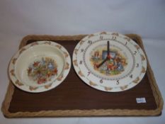 Royal Doulton Bunnykins clock & dish