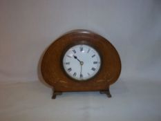 Edw. inlaid oak mantel clock with modern quartz movement