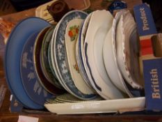 Sel. dec. plates inc. Wedgwood jasper ware, Wedgwood green leaf plate etc.