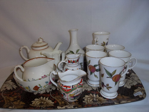 Sel. Royal Worcester dec. ceramics inc. 'Arden' coffee mugs & saucers, 'Astley Dr Wall's Period'
