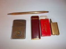 Cartier lighter & refill, RAF 230 Squadron lighter & Cross rolled gold pen