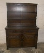 (Not as originally catalogued) oak Priory style dresser & sm. coffee table