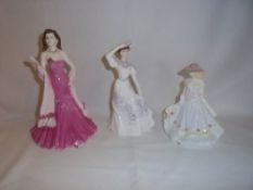 3 Coalport figurines 'Debutante', 'Chantilly Lace Graceful' & Ladies of Fashion 'Josephine'