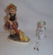 Friedel figurine, half lady & pr pin cushion legs