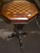 Octagonal sewing/games table on tripod feet