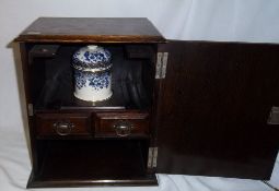 Oak smokers cabinet with ceramic tobacco jar