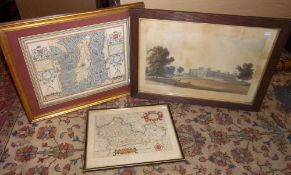 Oak framed print "S. East View of Windsor Castle" drawn & engraved by M Danish R A, , framed hand-