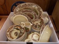 Royal Staffordshire 'Rural Scenes' part dinner set comprising lidded tureens, plates, cups &