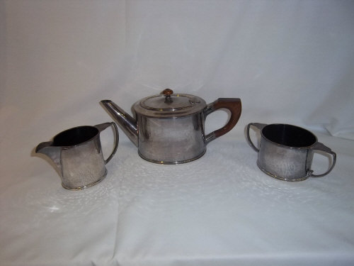 3 piece S.P teaset made by Donald Bull Burwell College Cambs