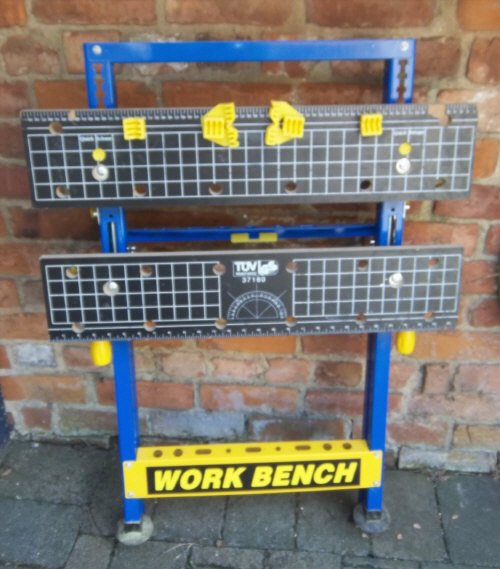 Work bench & sel. chisels etc.