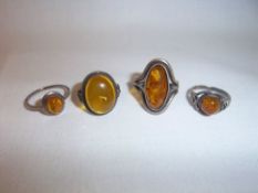 4 amber set dress rings stamped 925