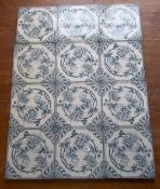 Set 12 blue & white ceramic tiles