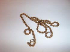 9K rope twist necklace wt approx. 6.1g