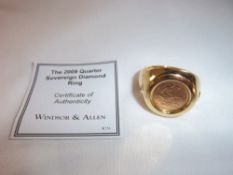 Gentlemans 2009 quarter sovereign ring mounted in gold plate