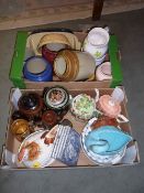 Sel. misc. ceramics inc. chicken crock, stoneware jar, casserole dish etc. (2 boxes)