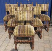 Set 6 oak Jacobean style chairs