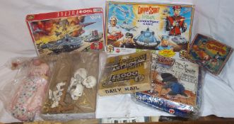 Pelham skeleton puppet & 1 other, 'Novelty Crackers' jigsaw, Paddington jigsaw, Captain Scarlet