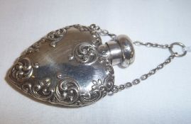 Silver heart shaped scent bottle on chain Birm. ?