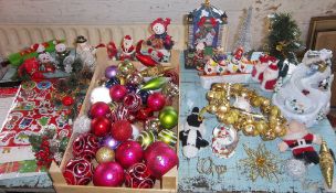 6ft christmas tree & sel. christmas baubles, battery ornaments, tinsel etc.