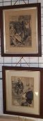 Pr framed pen & ink humorous sketches signed H Brock size approx. 25.5cm x 35cm