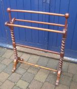 Mah. towel rail with barley twist supports