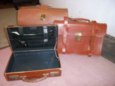 Leather satchel, leather briefcase & leather writing case