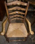 Rush seated ladder back chair