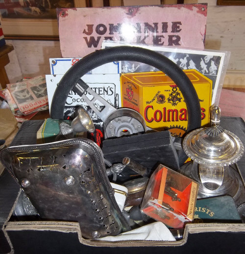 Sel. S.P, steering wheel, reproduction advertising signs etc.