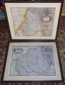 2 framed map prints of Northumbria