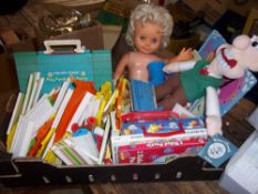 Fisher Price A Frame dolls house, sel. Star Wars figures, Wallace soft toy, children's books etc.