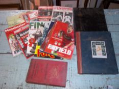 2 stamp albums & Stanley Gibbons price guide book & sel. 1970s/80s football programmes from