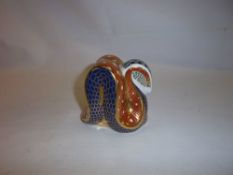 Royal Crown Derby `Snake` paperweight with silver stopper