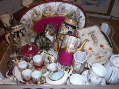 Sel. misc. ceramics inc. Continental coffee set, steins, Ironstone plate, 2 wall hanging plates