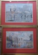 Pr framed pastels 'Raby Castle Durham' & 'Richmond Castle Yorkshire' by A. Anderson