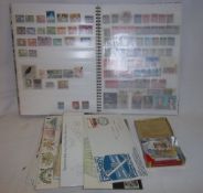 Stock book containing stamps, sel. first day covers & Royal mail Mint stamps