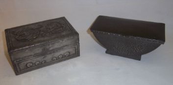 Pewter box & pewter covered wooden box