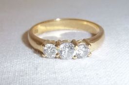 18ct gold 3 stone diamond ring