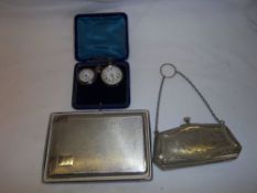 S.P purse, 2 fob watches & combined cigarette case/lighter