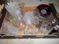 Sel. glass inc. cut glass fruit set, decanters, ornaments, drinking glasses etc.