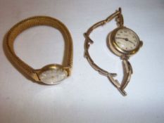 9ct gold Benson ladies wristwatch & 9ct gold Certina wristwatch on plated strap