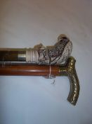 Brass handled walking stick & 1 other