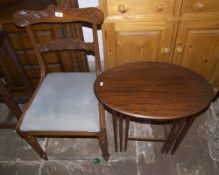 19th c. mah. dining chair & mah. nest of tables