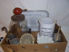 'Hygienic Slicer for Wilson's Cooked Meats', Salters spring balance, glass butter churn, 2 pint