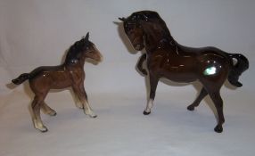 Beswick prancing horse & Beswick foal