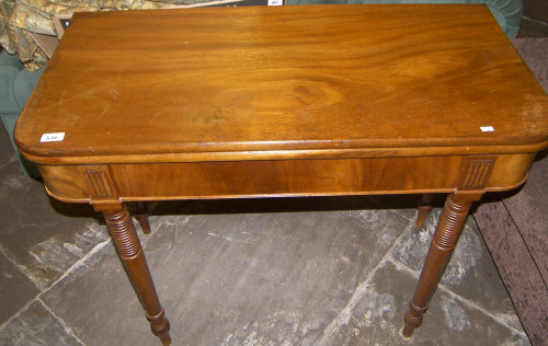 19th c. mah. foldover tea table