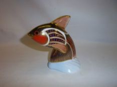 Royal Crown Derby `Guppy` paperweight with silver stopper