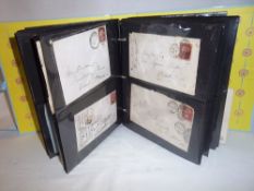 Album early postmarks some penny reds & sel. later postcards