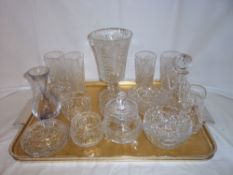 Sel. cut glass vases, dishes, glasses etc.