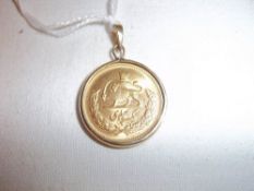 Middle Eastern gold coin in fob mount